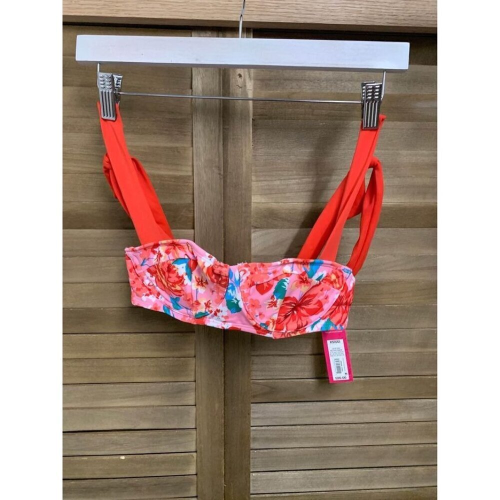 NWT Xhileration Bikini Swimsuit Top Floral Print Boho Cottage Pink Size XS (00)